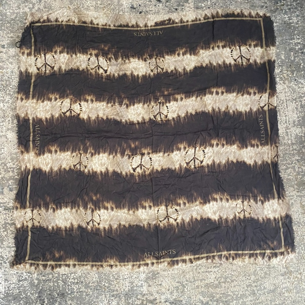 NWT All Saints Women’s Stripe Square Scarf Tie Dye Stripes Peace Gift Luxury - Picture 6 of 10